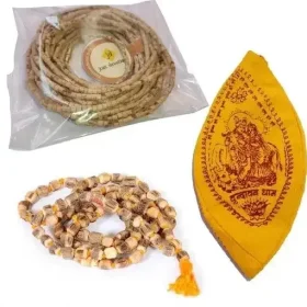 This Mala Combo - One Japa Mala 108 beads, Kanthi mala for neck wearing and one gaumukhi Japa Bag